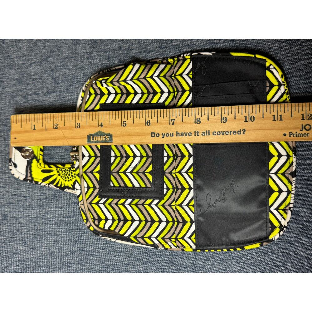 Vera Bradley Wallet Floral Citron Pattern Quilted Black & Yellow Twist Kiss Lock - Picture 5 of 9